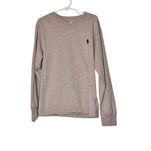Polo Ralph Lauren Kids Long Sleeve V Neck T Shirt Beige Pony‎ Logo Boys